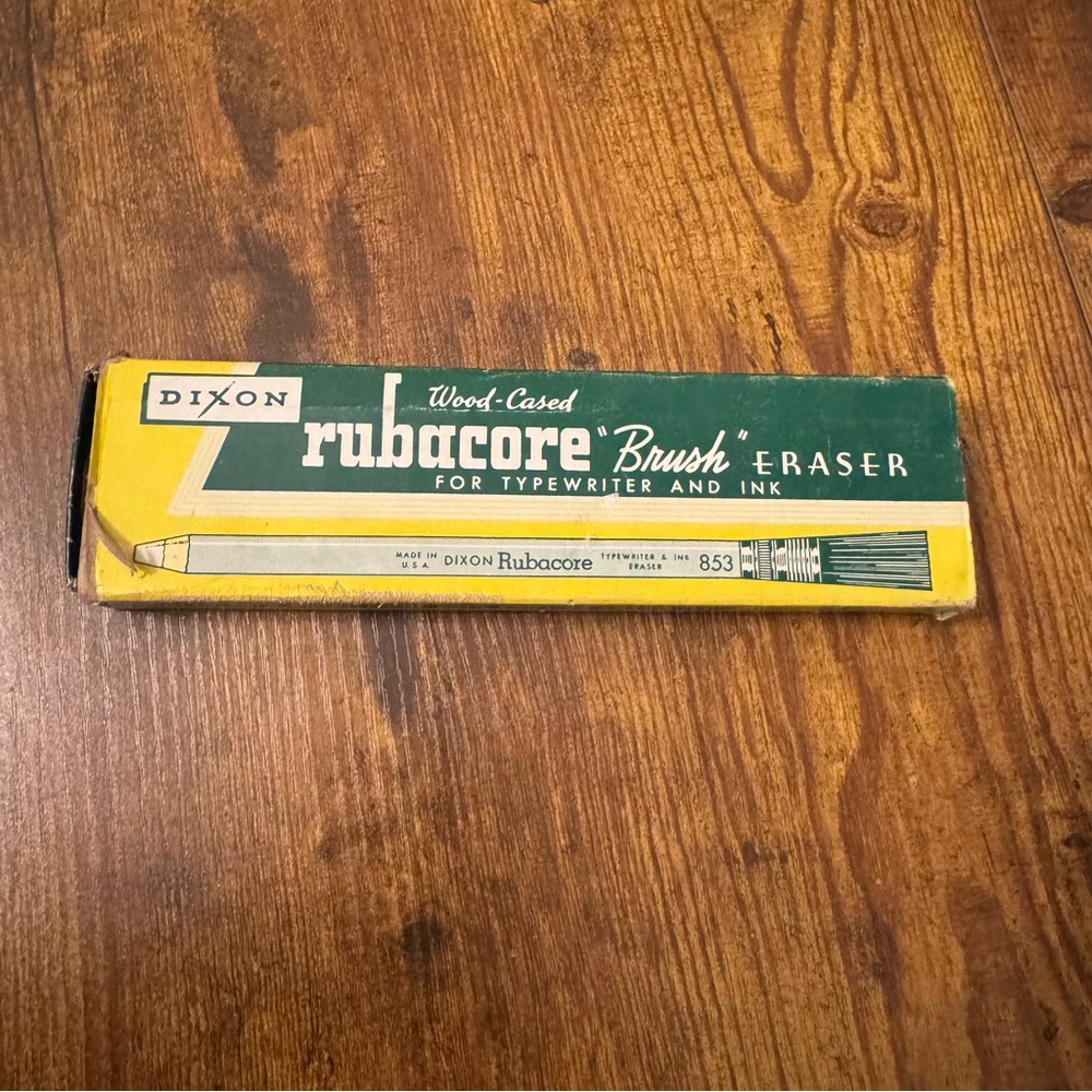 Vintage Dixon Rubacore 853 Brush Eraser Box With 7 Eraser‎ Pencils Mixed Brands